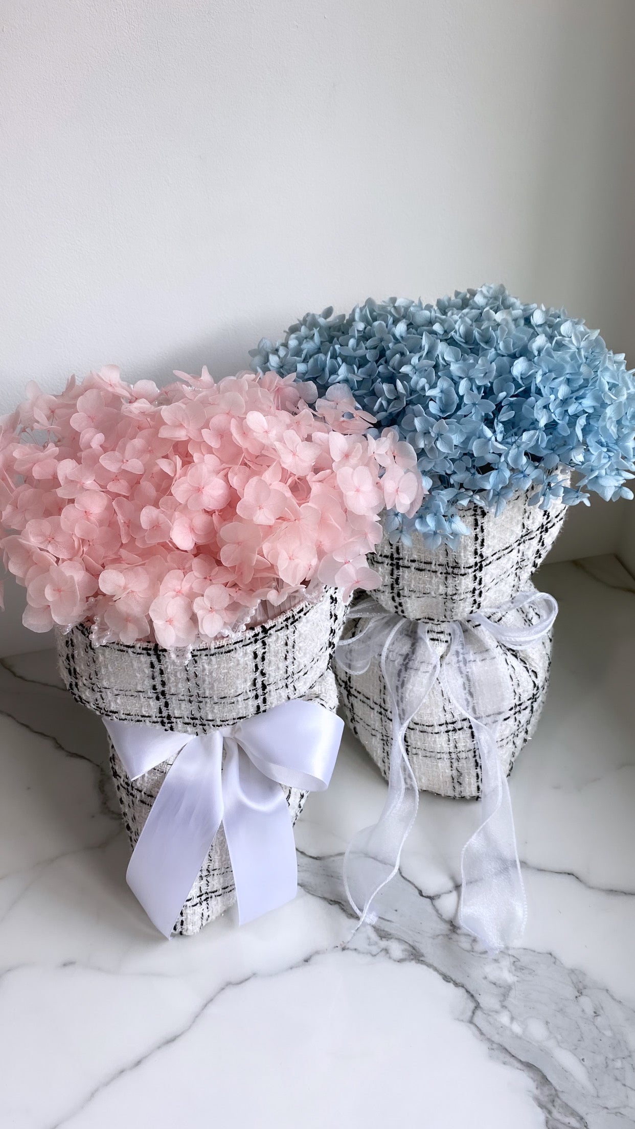 Pastel Hydrangeas Tweed Bouquet